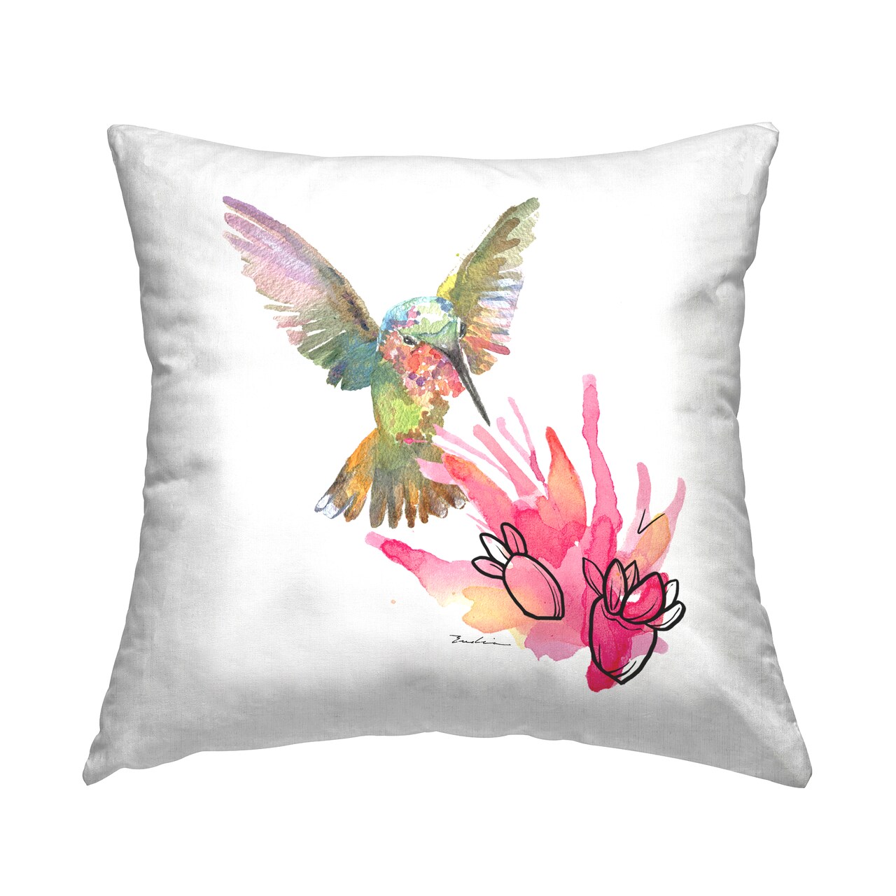 Stupell Industries Hummingbird & Cactus Decorative Printed Throw Pillow